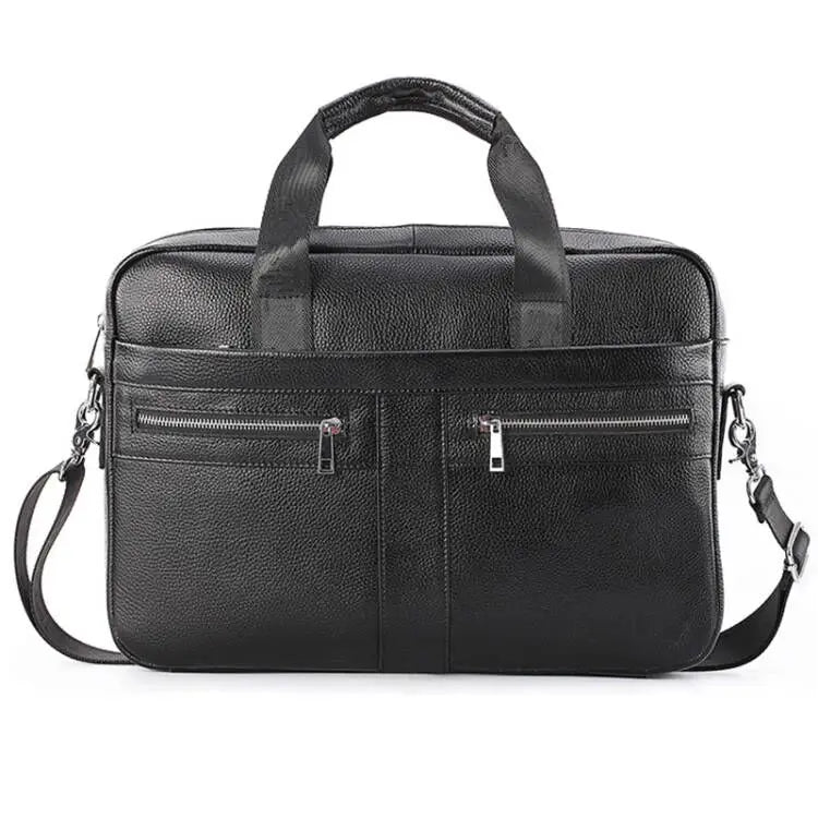 Men Genuine Leather Handbag Fashion Office 14 inch Laptop Briefcase Bag Male Computer Shoulder Bags Men's Business Document Bag