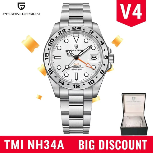 2024 New PAGANI DESIGN PD1762 NH34 GMT Watch Men Sports Automatic Mechanical Diving Swim Stainless Steel Reloj Hombre Waterproof