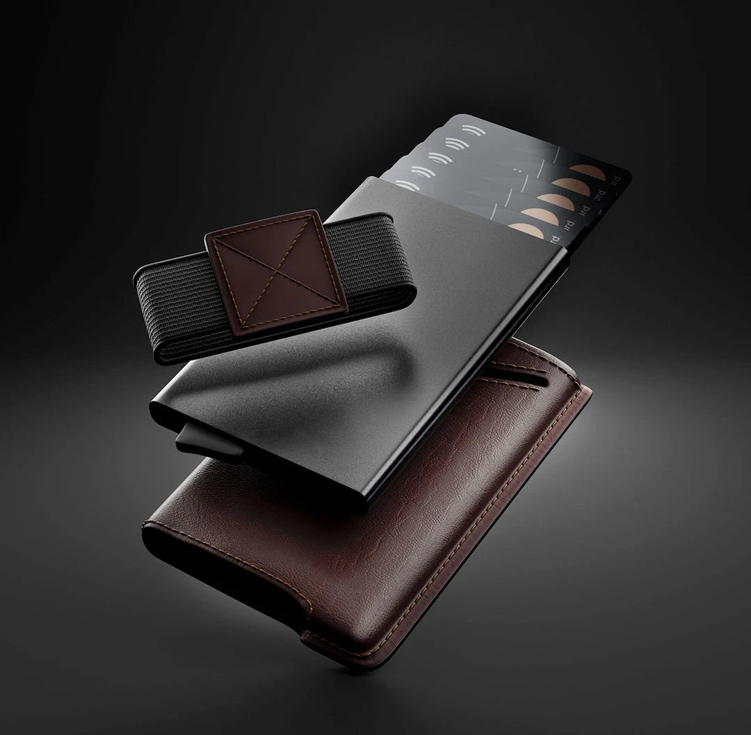 YE TREE Men Wallets Pop Up Business Credit Card Holder RFID Blocking Slim Smart Carbon Fiber Wallet with Pocket