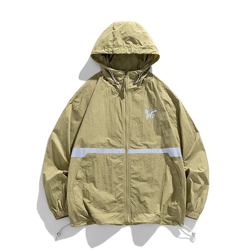 Men's summer trendy version, thin ice silk color matching, thin breathable, UV resistant and sun proof clothing, men's jacket, o
