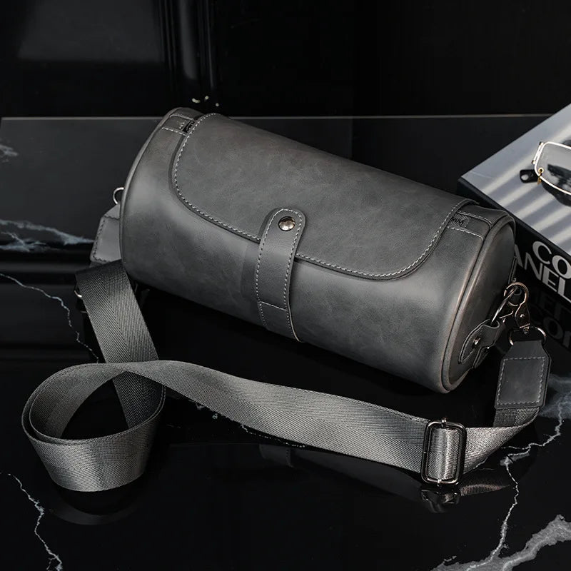 Real Brand Hot Sale New Fashion Men Bags Small Shoulder Bag Cylindrical Shape Men Messenger Bag Crossbody Leisure Bag