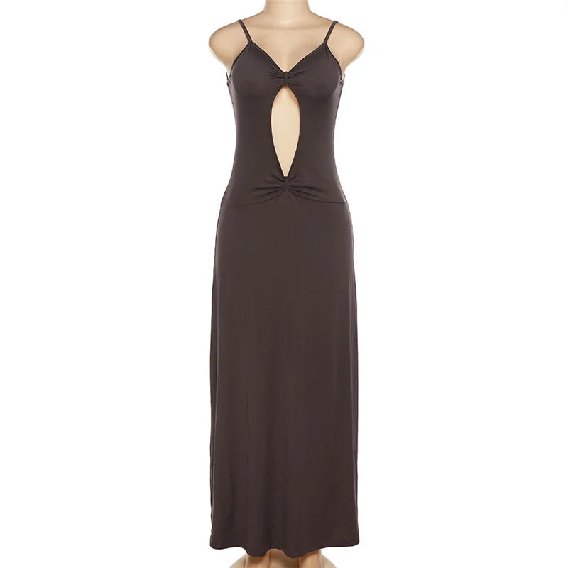 hirigin Women Cutout Backless Maxi Dress Sexy Sleeveless Split Cocktail Dresses Bodycon Spaghetti Strap Long Dress Party