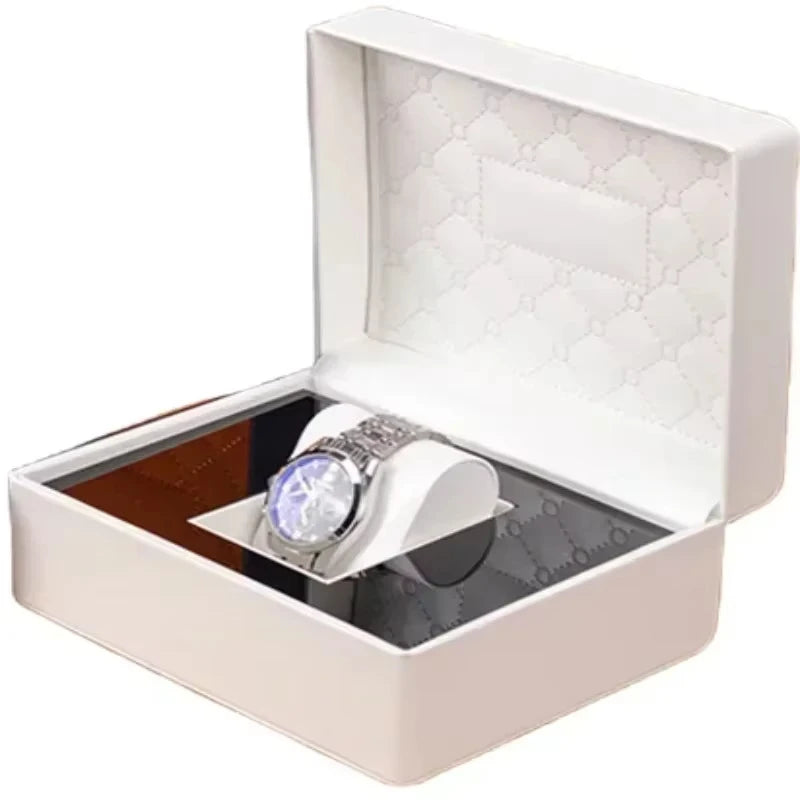 Watch Display Organizer Gift Brand Packaging Jewelry Travel Box High End PU Leather Brushed Metal Effect Watch Packaging Cases