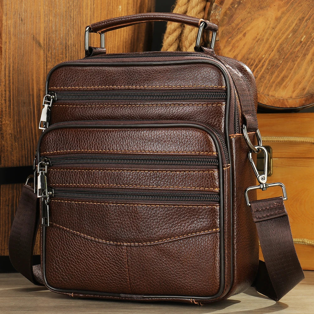 Black 100% Genuine Leather Men's Shoulder Bags Messenger Bag for Men Crossbody Bags new Small Man Designer Handbag Bolso Male