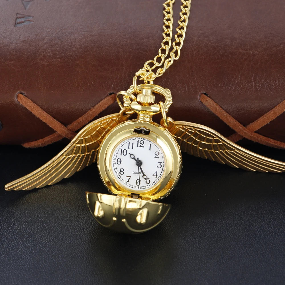 Magic Gold Fairy Ball Quartz Pocket Watch Men's and Women's Vintage Fob Watch Children's Gift Pendant Necklace Souvenir Cf1177