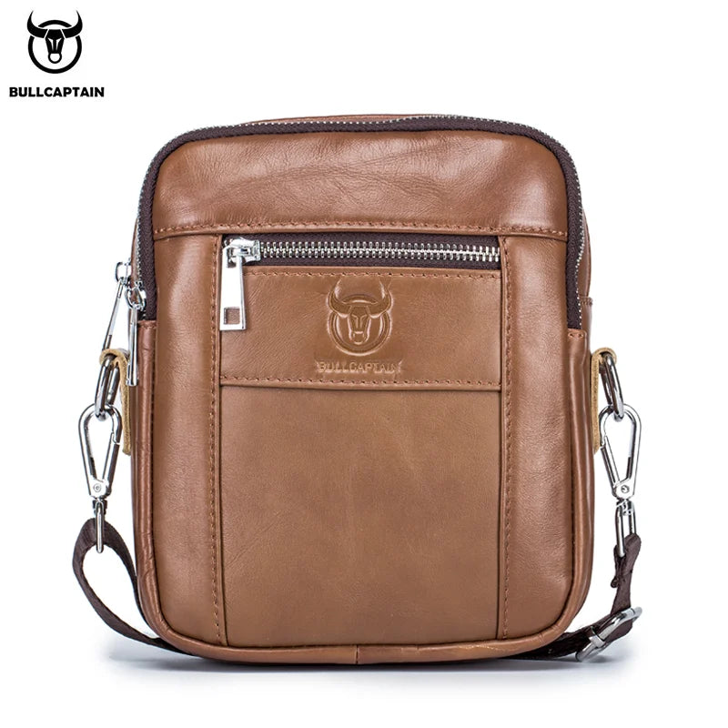 BULLCAPTAIN Casual Men's Bags Leather Shoulder Bag Business Men's Satchel Compact Mini Messenger Bages Men 09