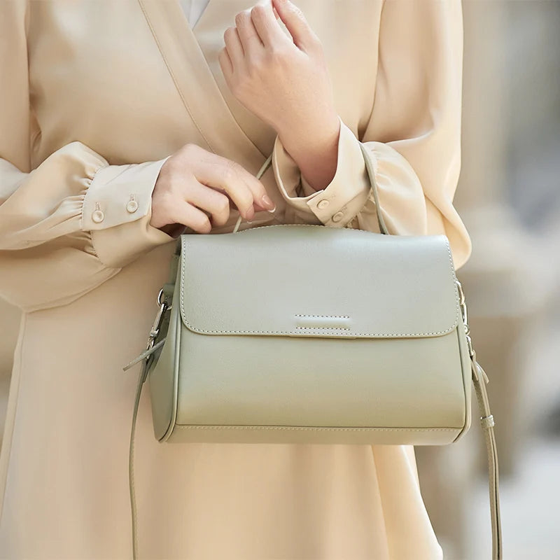 ZOOLER Handcraft Real Leather Bag Big Female Rice First Cow Layer Genuine Leather Handbag Shoulder Bags Top Female Fashion#HY605
