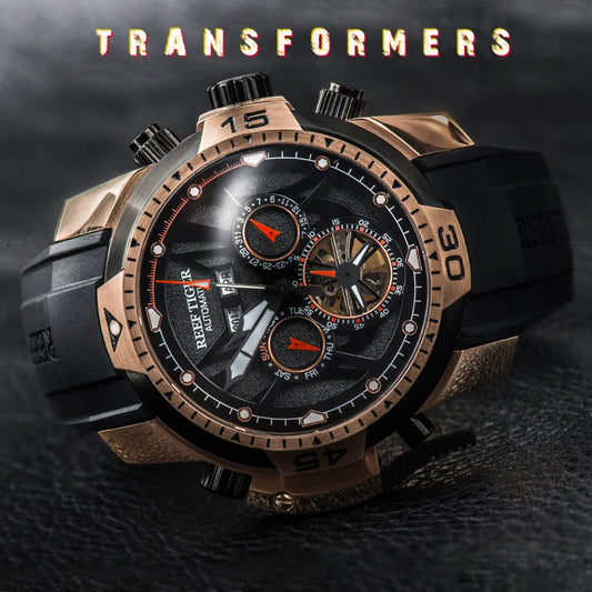 Reef Tiger/RT Orange Sport Watch Men Waterproof Luminous Perpetual Calendar Automatic Mechanical Watches Clock New RGA3532