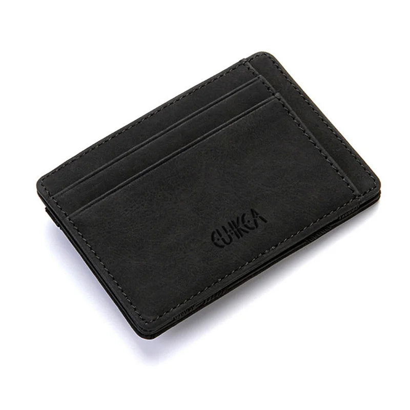 PU Leather Mini Wallets Ultra Thin 2023 New Men Male Small Magic Zipper Coin Purse Pouch Plastic Credit Bank Card Case Holder