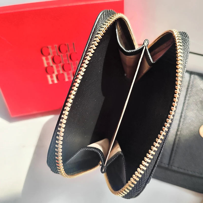 Exquisite Luxury Brand Short Solid Color Coin Women's Wallet High-quality PU Material Exquisite Brand Logo New Women's Wallet