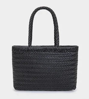 Genuine Leather Hand-woven Vintage Tote Bag New Classic Design Cowhide Shoulder Bag Women's Spring Summer French Bucket Bag 2025