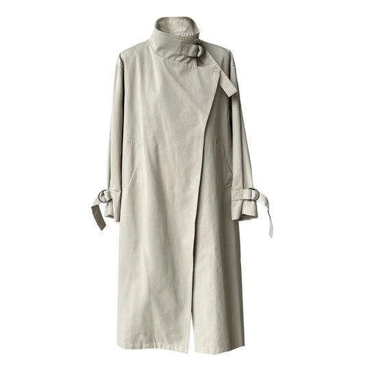 2023 Women Autumn Khaki Trench Coat Stand Collar Women Long Coat Casaco Feminino New Trench Femme