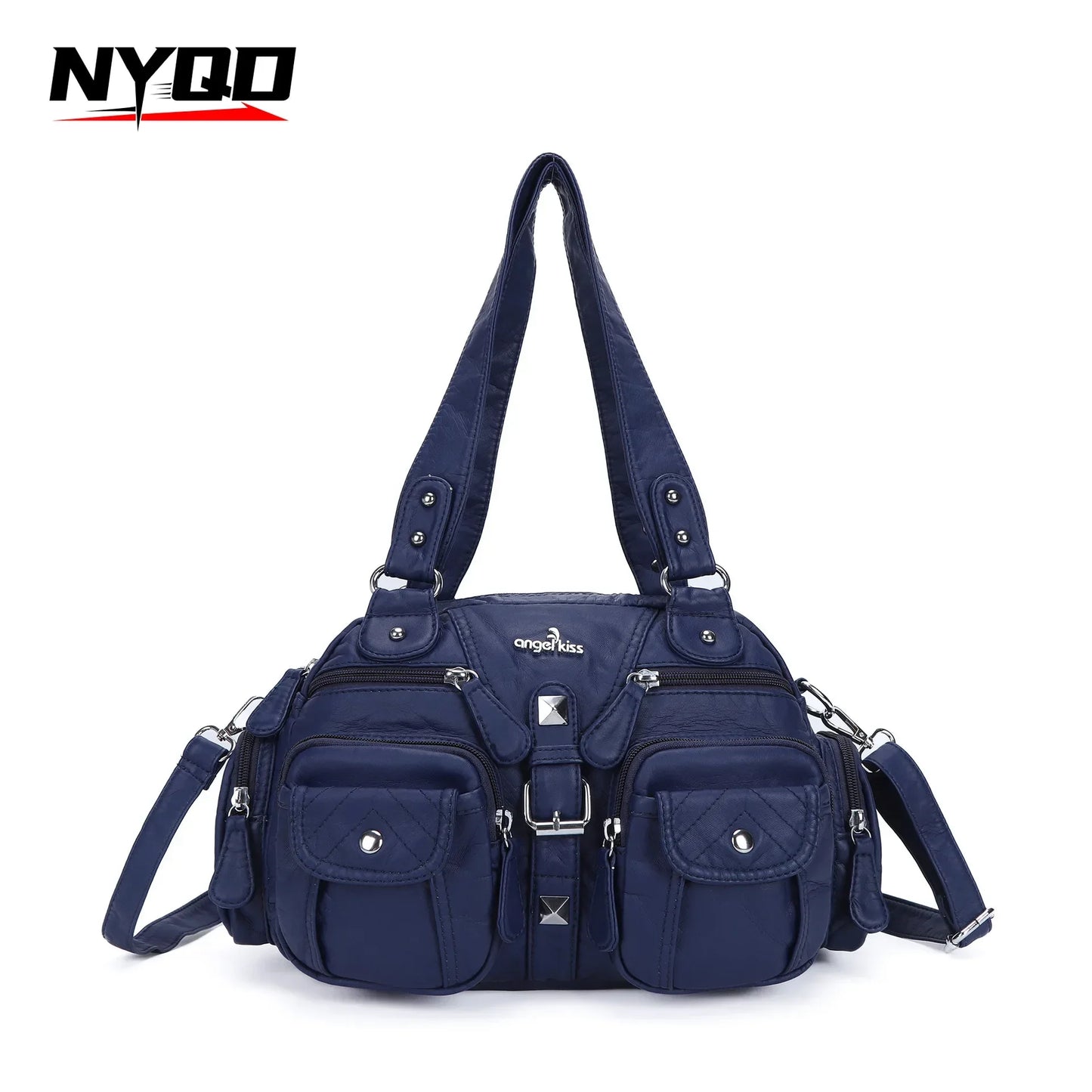 Ladies Handbags Vintage Fashion Tote Bag Women Punk Biker Satchel Top-handle Shoulder Crossbody Bag Multi-pockets Dumpling Pack