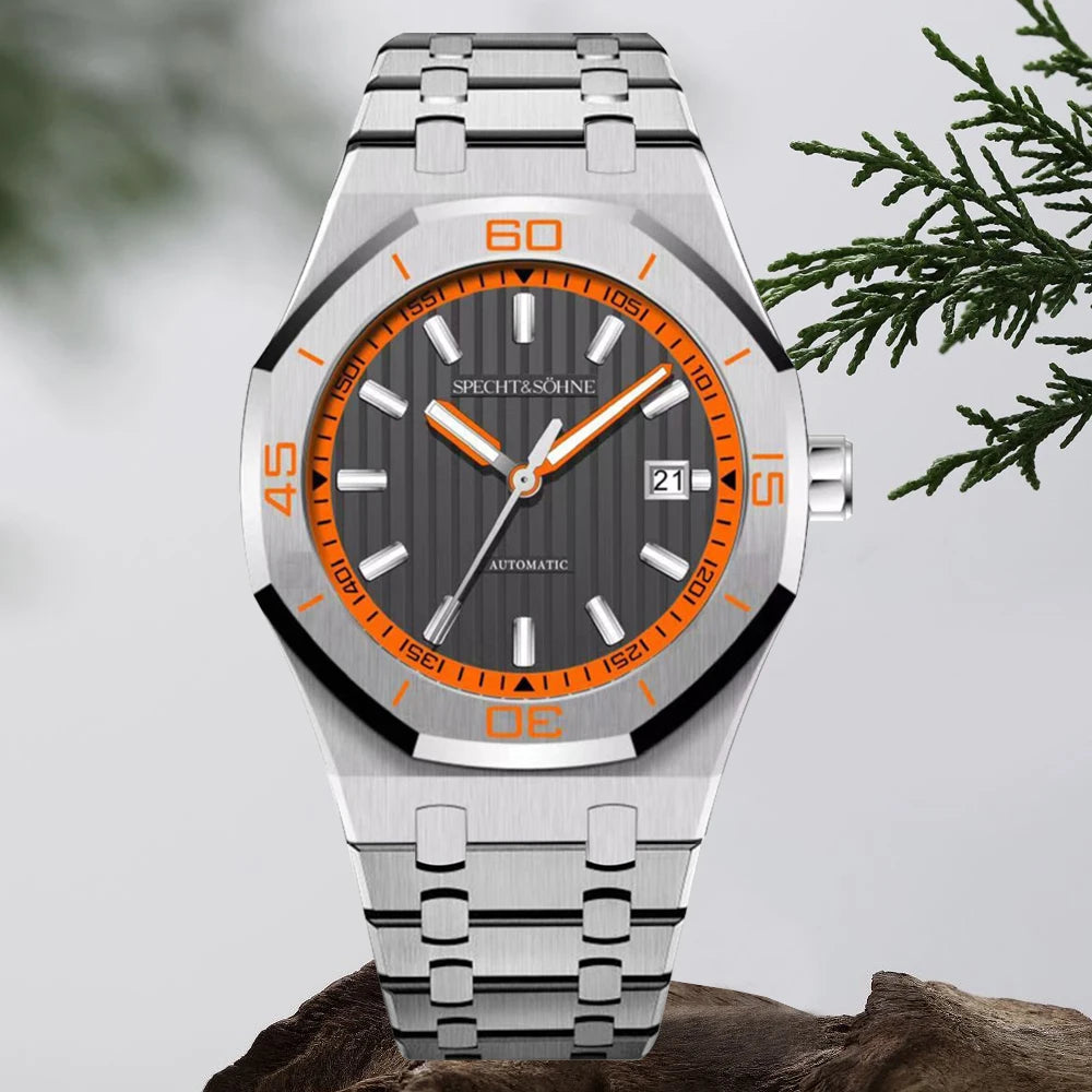 New Luxury Specht & Söhne Automatic Mechanical Watches Japan 8215 Movt Stainless Steel Watch Sapphire Crystal Waterproof 40MM