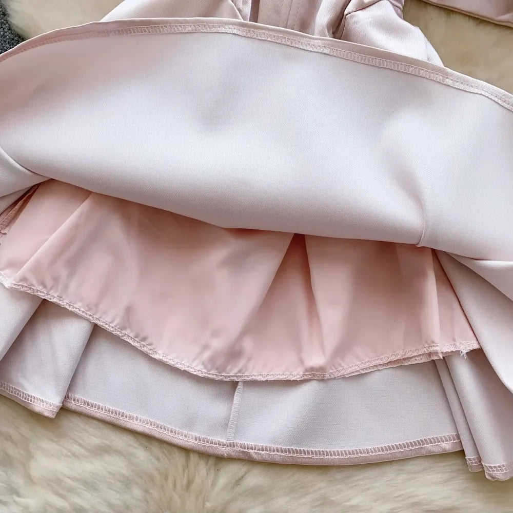 Elegant Sleeveless Vintage Butterfly Bow Sexy Off Shoulder Satin Slim A-line Straps Dresses Birthday Party High Street Clothing