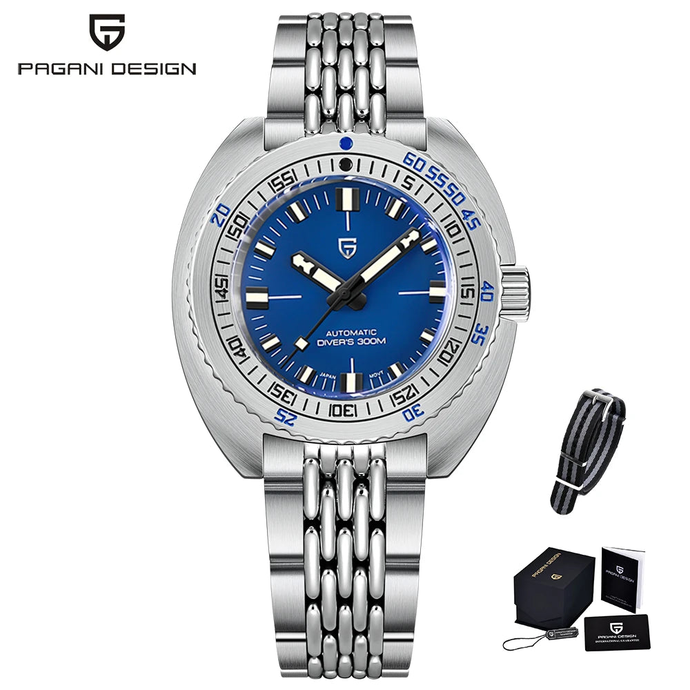 Pagani Design 2025 New Men Mechanical Watch NH38A PD1719 Sapphire Crystal Stainless Steel Business Waterproof 300m Reloj Hombre