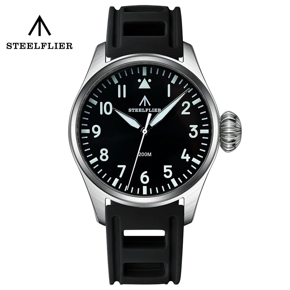 STEELFLIER Official SF743 Quartz Pilot Big Onion Crown Swiss Luminous VH31 20Bar Waterproof Sapphire Crystal Luxury Dive Watch