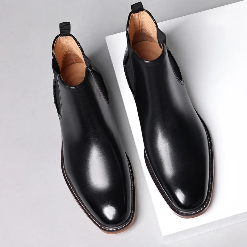 Brand Men's Chelsea Boots Genuine Cow Leather Handmade Boot Shoes Work Shoes For Formal Dress Wedding Business Party New