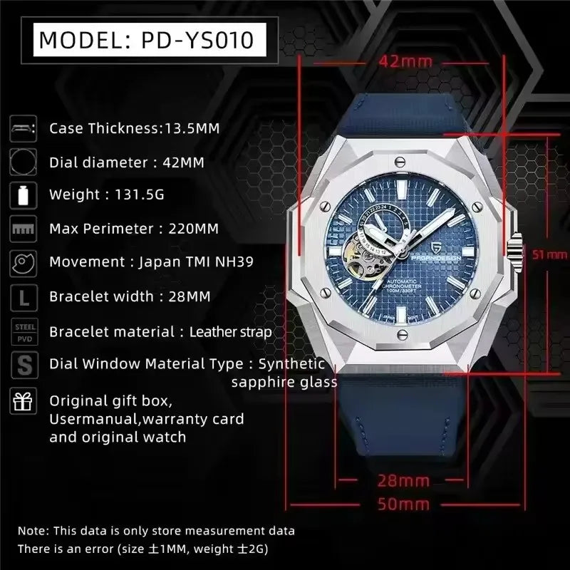 PAGANI DESIGN 2025 New Tourbillon Men Mechanical Wristwatches Luxurious Sapphire Glass Sports Waterproof Stainless Watch for Men