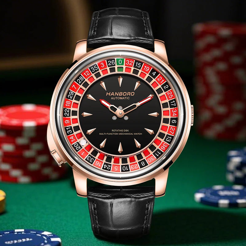 HANBORO men's fully automatic mechanical watch, roulette wheel, roulette wheel, men's watch 1001