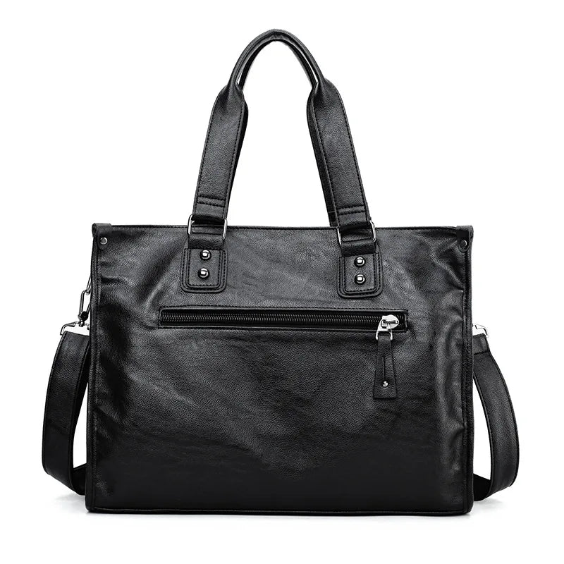 New Fashion Multifunction Briefcase PU Leather Men's Crossbody Messenger Bag Business Men Big Bag Zipper Shoulder Handbags
