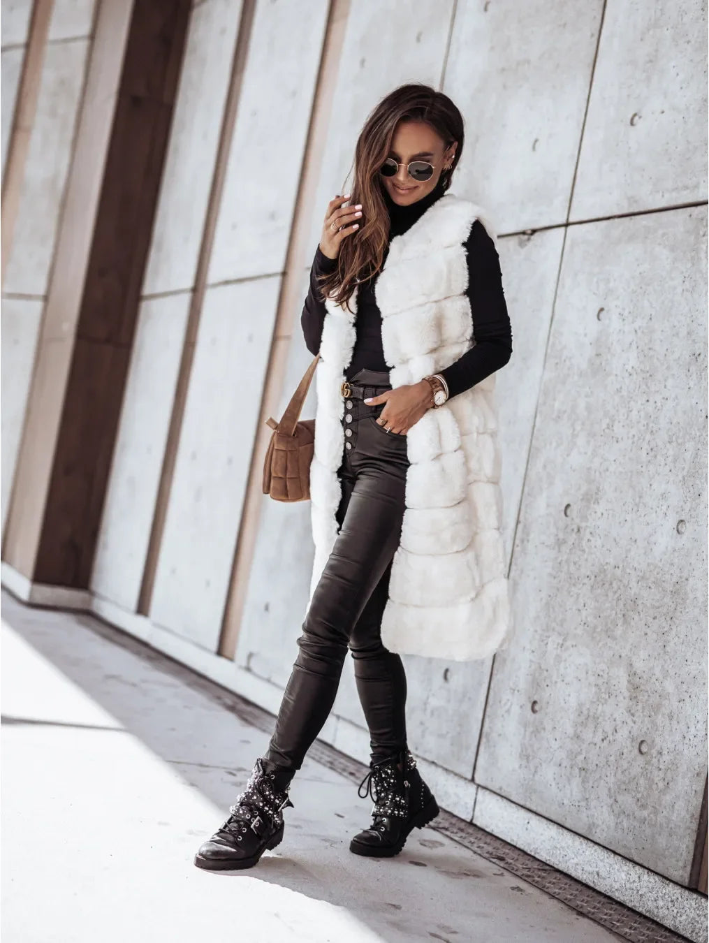 Women's New Sexy Fashion Leisure Commuting Vacation Style Versatile Comfortable Long Round Neck Tank Top Coat