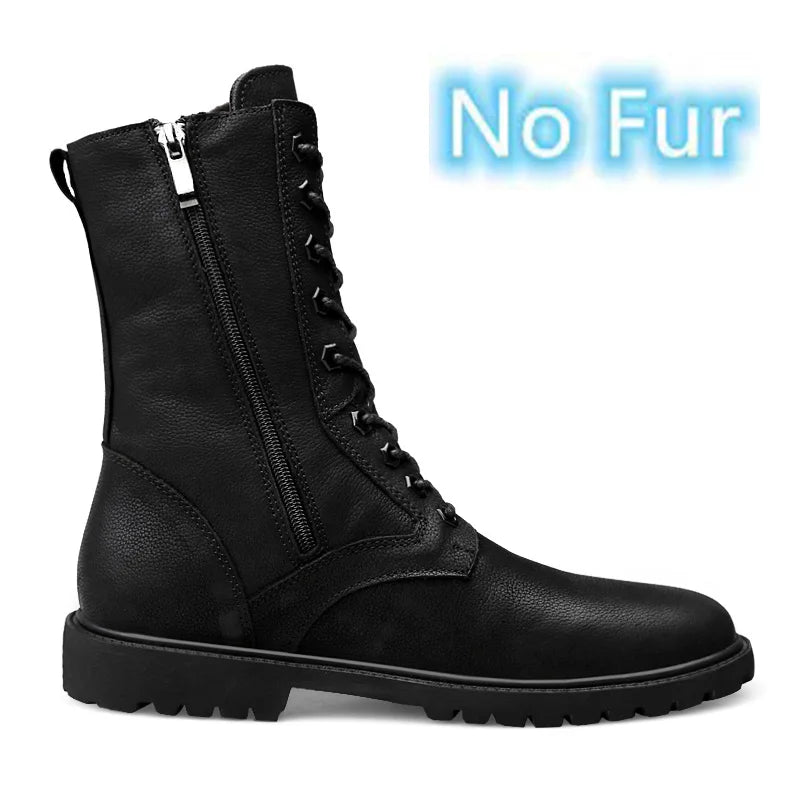 New Arrival Motorcycle Boots Genuine Leather Men Winter Shoes Warm Waterproof Man Boots Luxury Motorcycle Footwear Casual Shoes
