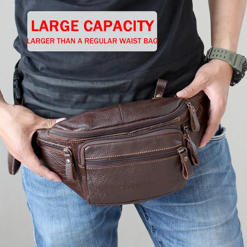 TopFight Leather Mens Brown Super Soft Touch Men's Leisure Business Waist Bags Cool Western Cowboy Work Waist Bags