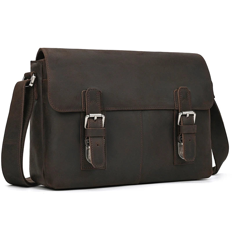 Vintage Crazy Horse Leather Men's Briefcases Laptop Bag Office Bags for Men Cover Messenger Bags Men's Leather Bag Computer Bags