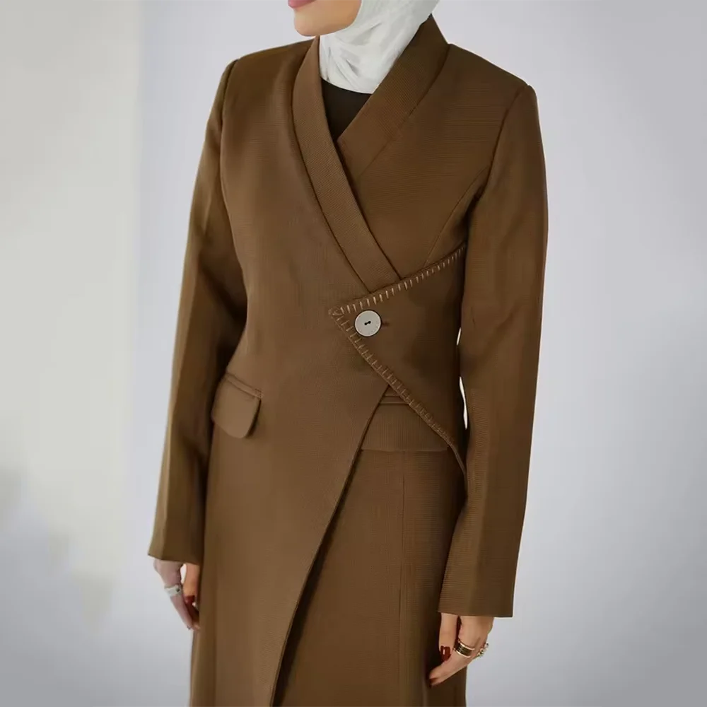TWOTWINSTYLE Solid Fashion Spliced Button Trench for Women V Neck Long Sleeve Patchwork Pockets Elegant Coat Female Clothing New
