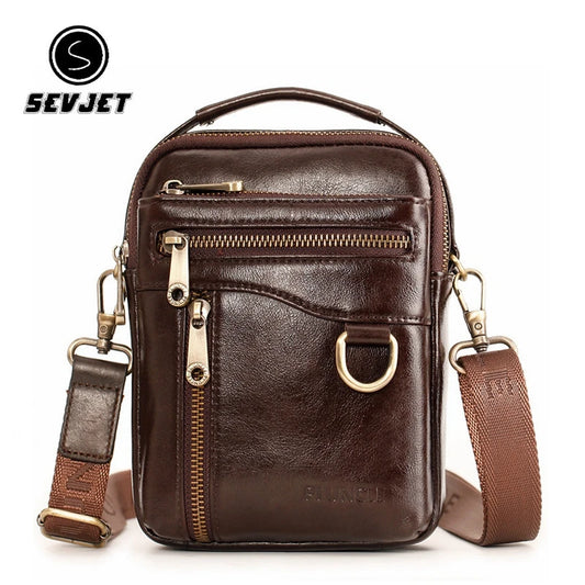 Genuine Leather Men Shoulder Crossbody Bags Casual Waist Pack Handbags For Male Messenger Tote Flap Sling Purse Clutch JYY1057
