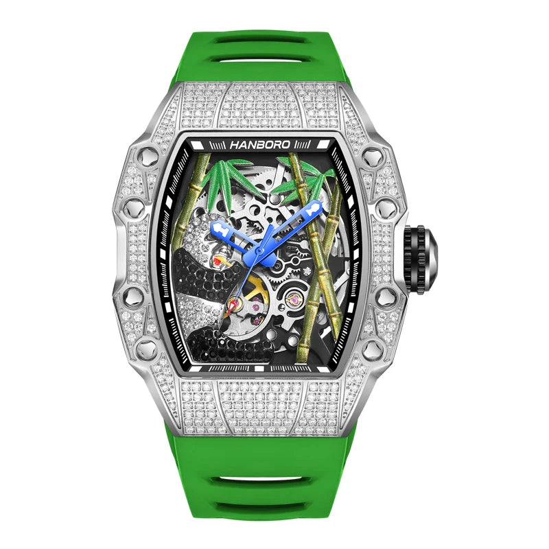 HANBORO National Treasure  Series full diamond craftsmanship fashion  skeleton balance wheel  men's automatic mechanical watch