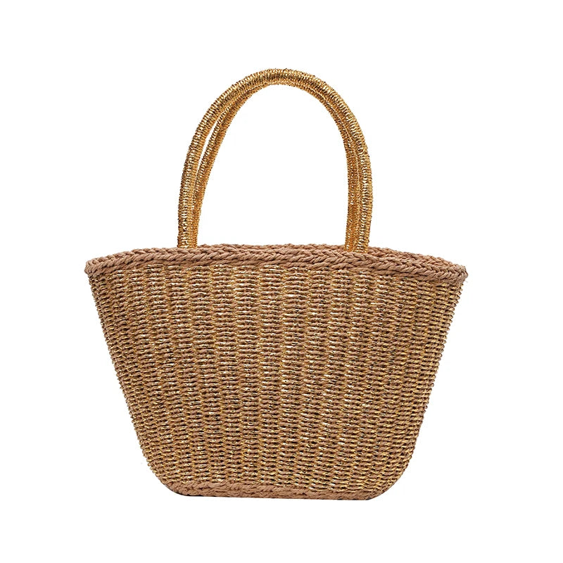 Women Handmade Rattan Woven Shoulder Bag Large Capacity Straw Bags Bohemian Casual Travel Handbag Totes Summer Beach bags New