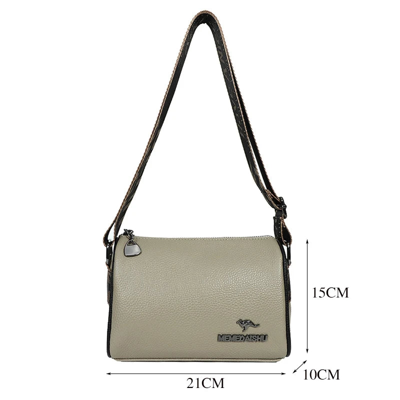Ladies Genuine Leather Crossbody Bags Fashion Wide Strap Shoulder Messenger Bag for Women Luxury Brand Cowhide Wallets Clutch