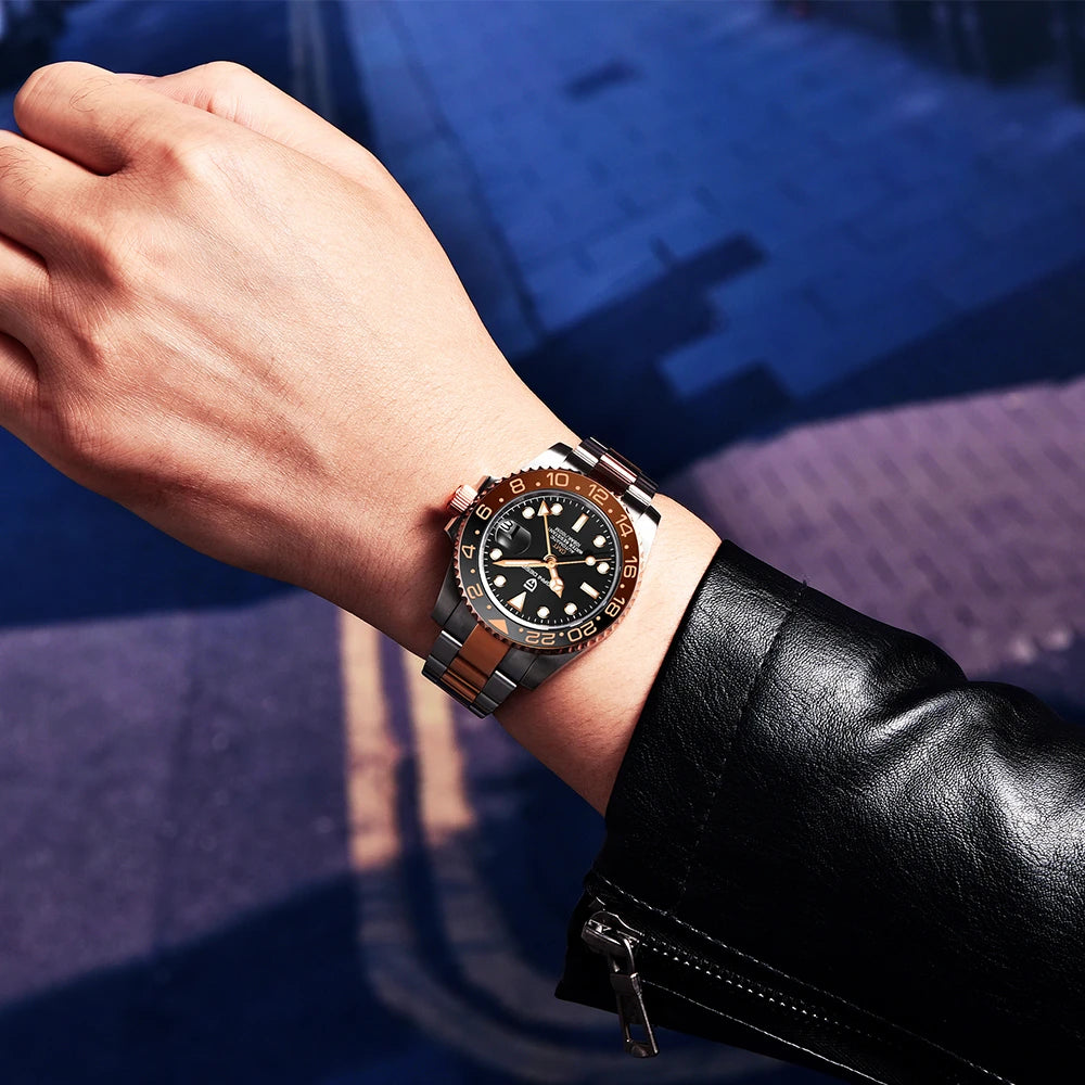 PAGANI DESIGN New NH34 Men Mechanical Watches AR Coating Sapphire Glass Automatic Watch 100M Waterproof GMT Sports Watch for Men