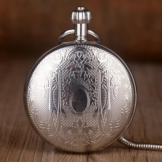 Silver Multifunction Pointer Pocket Watch Mechanical Hand-winding Mens Vintage Pocket& Fob Watches Reloj Hombre