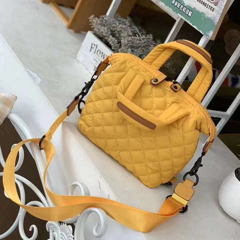 Casual Bags For Women Luxury Designer Handbag Purses 2024 New In Polyester Embroidered Rhombus Pattern Top Handle Cloth Shoulder