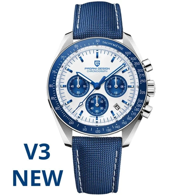 PAGANI DESIGN 2024 Date Speed Chronograph AR Sapphire Luxury Quartz Men's watches 100M Waterproof Steel shell Luminous Watch+Box