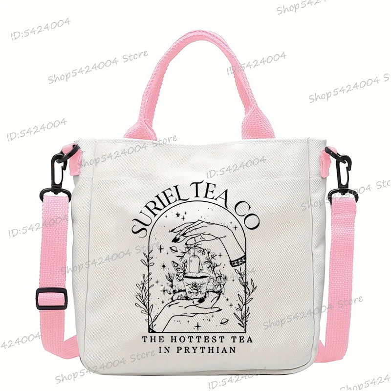 Fourth Wing Shoulder Bag Vintage Basgiath War College Pattern Canvas Crossbody Bags Casual Dragon Rider Women Messenger Bag