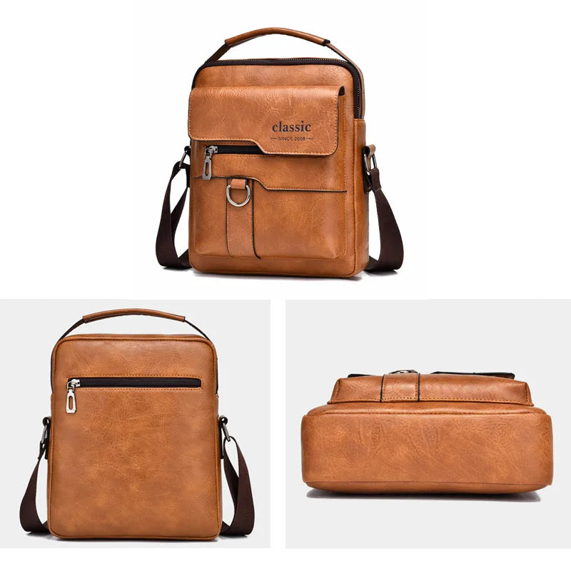 Brand Handbags Men Shoulder Bag for 9.7" iPad PU Leather Flaps Men's Crossbody Bags Business Male Solid Messenger Bag Travel Bag