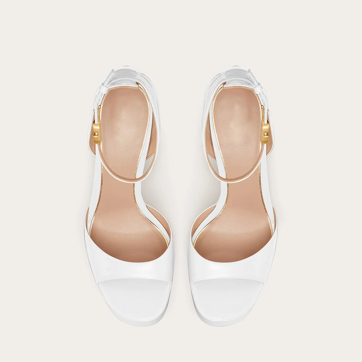 Arden Furtado Summer 2025 White Round toe Waterproof platform Super high heel Open toe chunky heels sandals cover heels big size