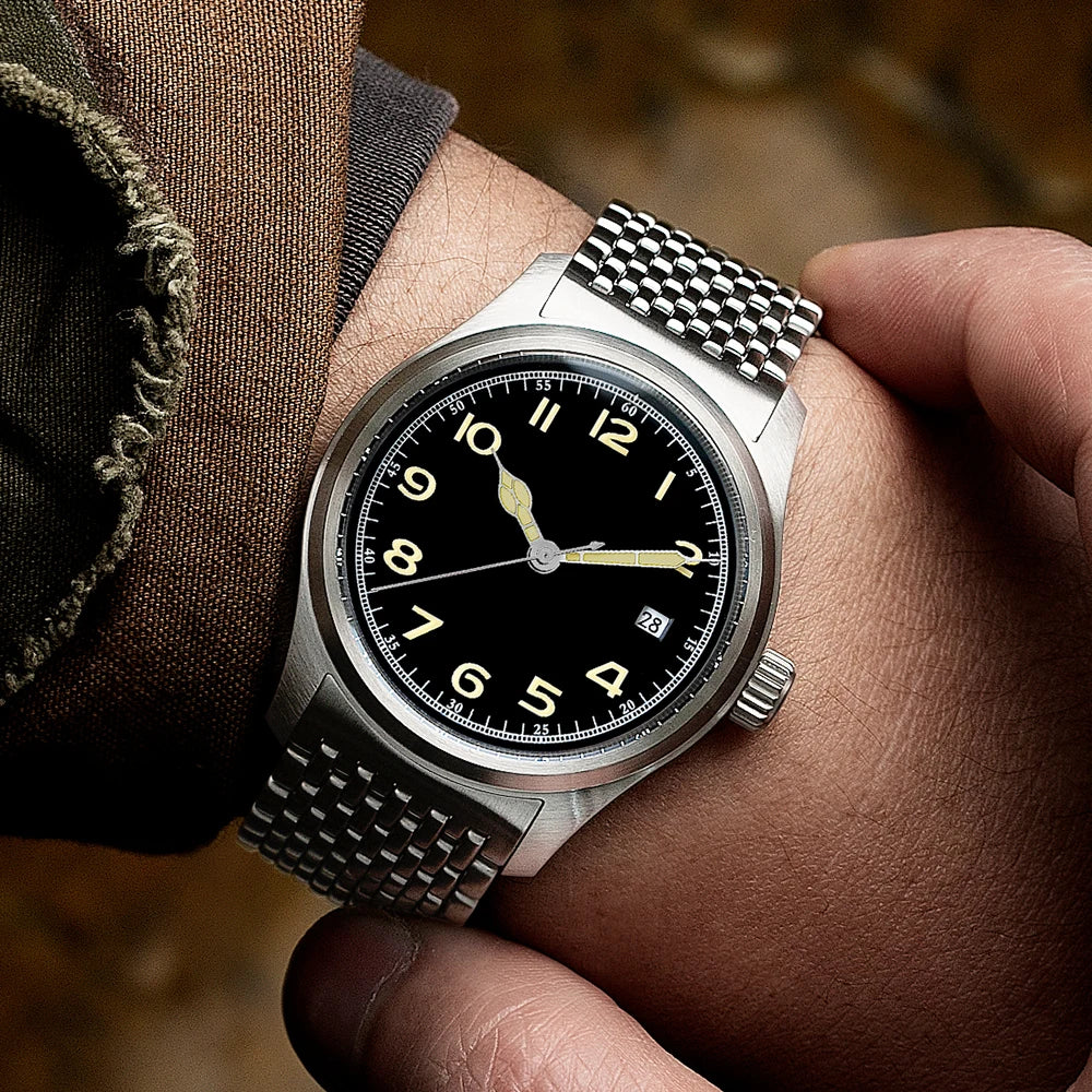 Automatic Mechanical Watch Pilot Men's 38mm Minimalist Style Custom Dial Calendar Super Luminous Murphy reloj hombre Miyota 8215