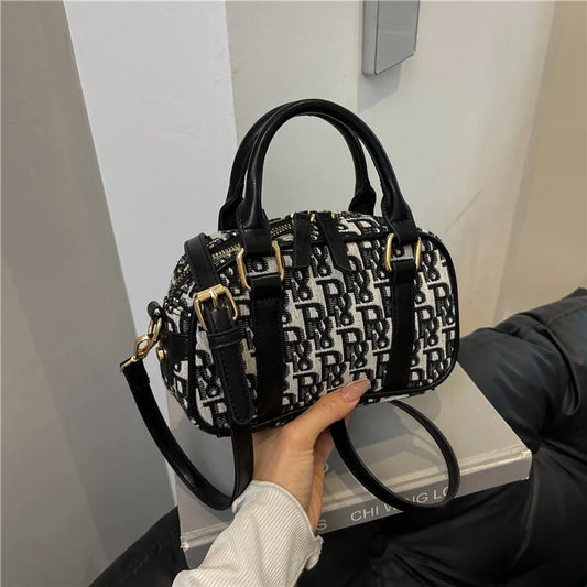 2025 New Women's Canvas Boston Bag Crossbody Shoulder Tote, Lightweight Handheld Purse Simple Fashion for Daily Commute