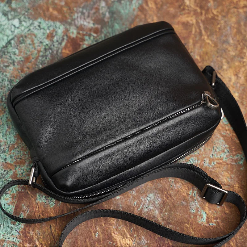 NASVA Leather Men's Casual Shoulder Messenger Bag Retro  Fashion Classic Handmade Mini Men's Bag For 9.7 Inch iPAD