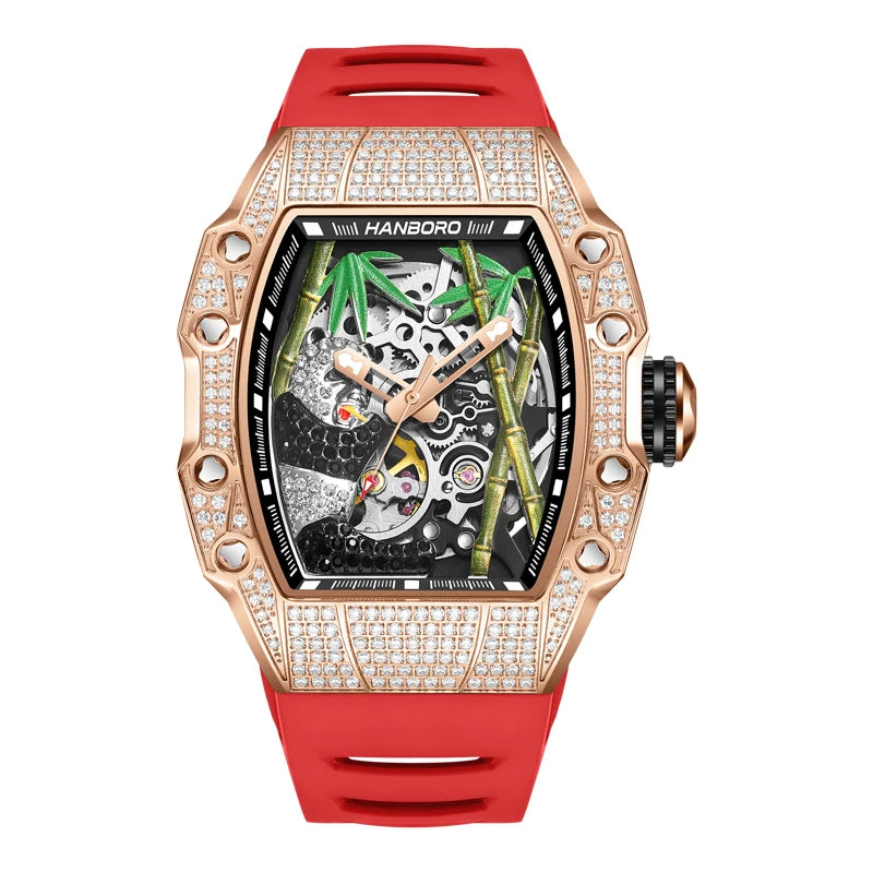 HANBORO National Treasure  Series full diamond craftsmanship fashion  skeleton balance wheel  men's automatic mechanical watch