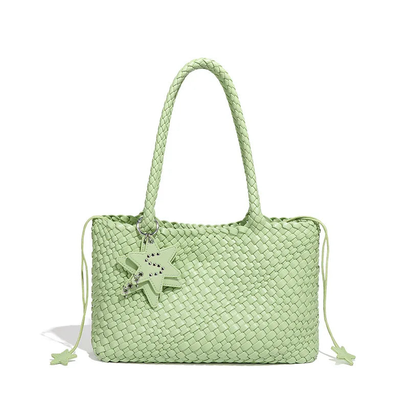New Style Hand-woven Women's Bag Trendy Single-shoulder Underarm Bag Textured Casual Hand-held Mother-Daughter Tote Bag Handbag