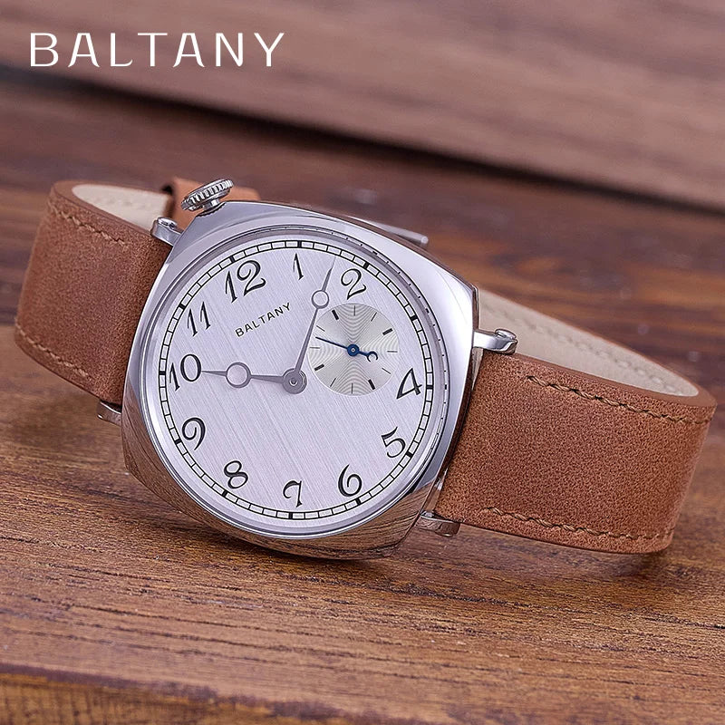 Baltany Reminiscent Quartz Watches Reproduced From VC1921 S4072 38mmDial Heat-treated Blue Hands Square Case  Vintage Wristwatch