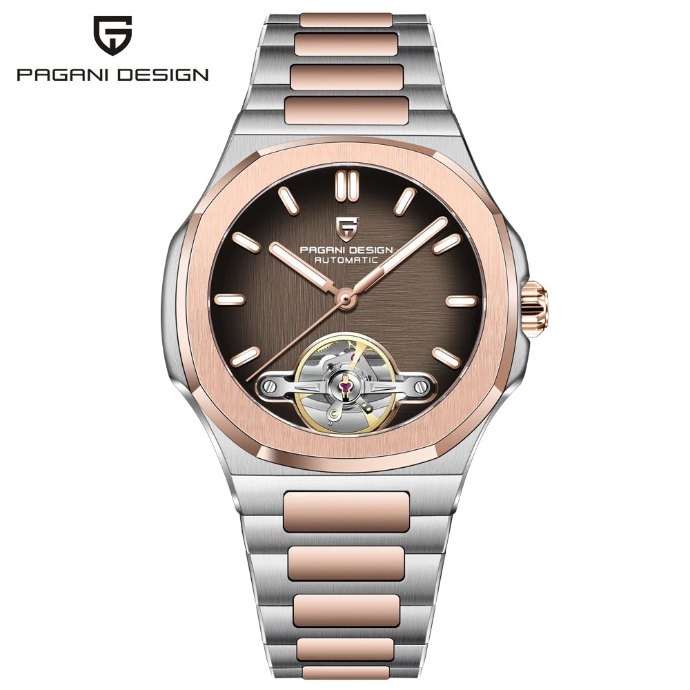 2025 New PAGANI DESIGN Rose Gold Men's Watches Tourbillon Mechanical Wristwatches Luxury Automatic Watch Men AR Sapphire Mirror
