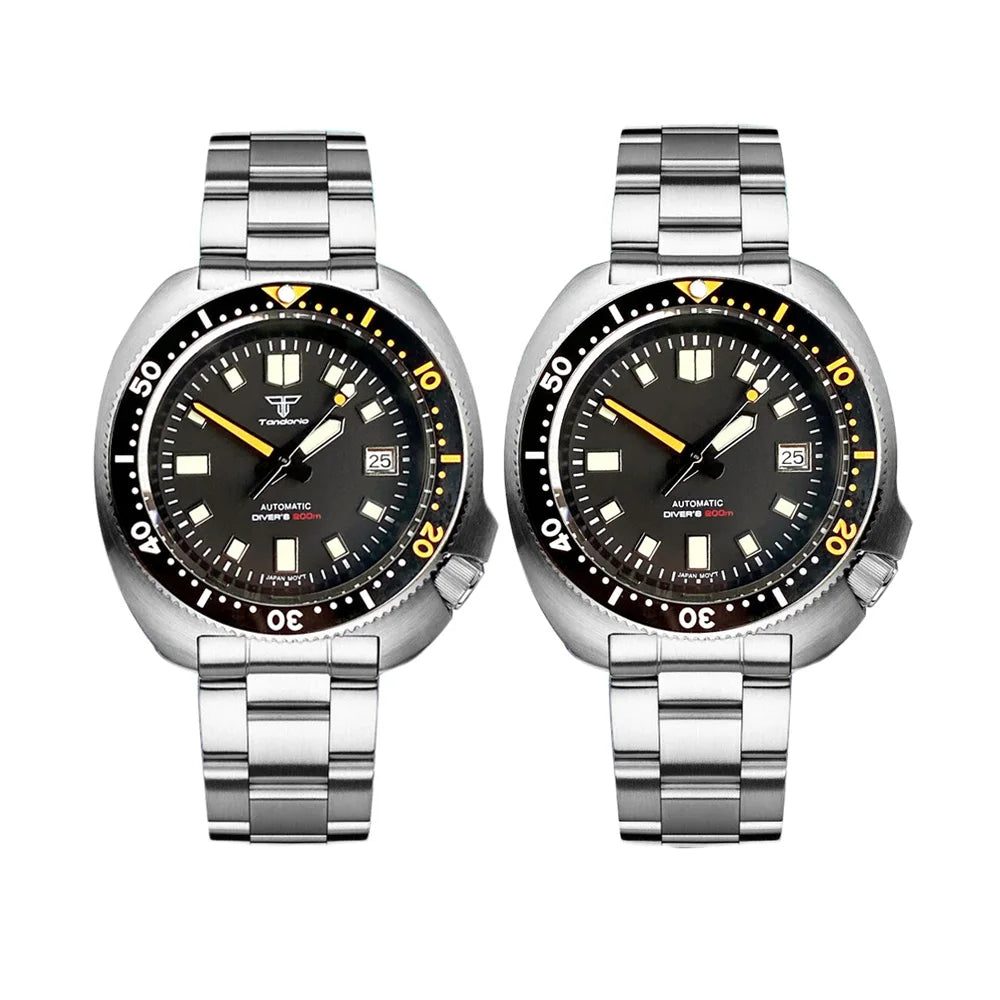Tandorio Captain Diver Turtle Mechanical Watch for Men NH35A 30bar Wateproof Steel Wristwatch 4.1 Crown 120clicks Bezel