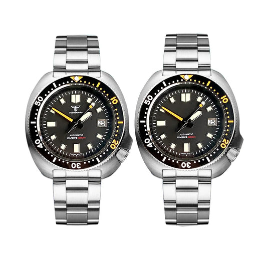 Tandorio Captain Diver Turtle Mechanical Watch for Men NH35A 30bar Wateproof Steel Wristwatch 4.1 Crown 120clicks Bezel